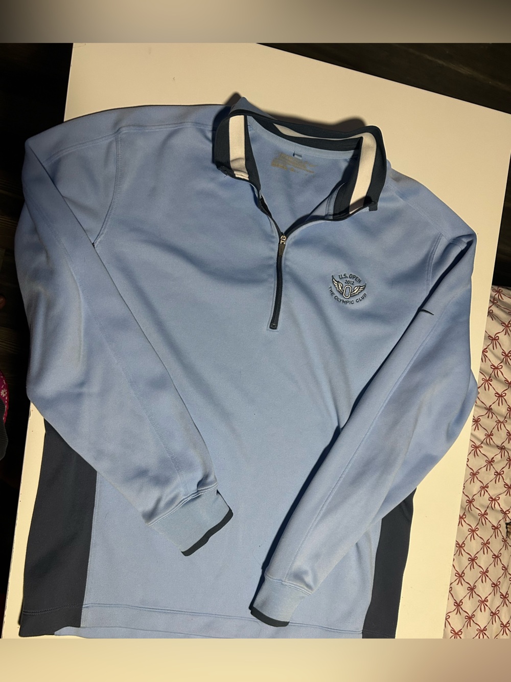 Nike Golf Light Blue Quarter-Zip Pullover Jacket with Navy Trim